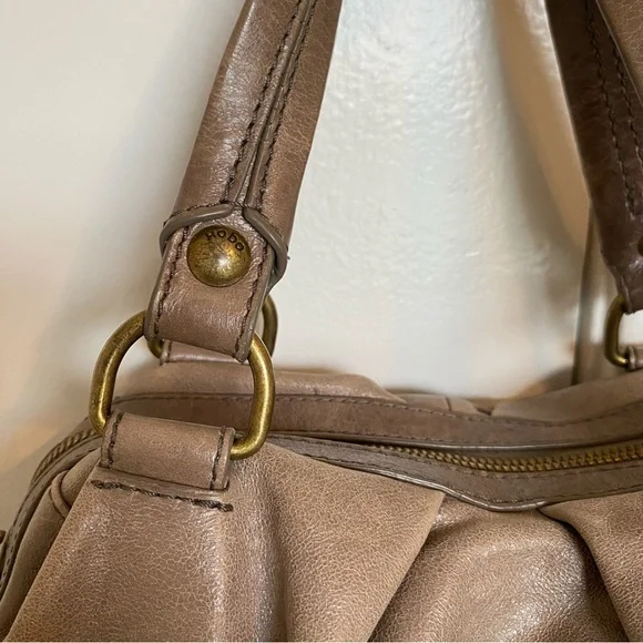 HOBO Taupe Leather Shoulder Bag with Chain-Accent Strap - Picture 9 of 12